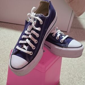 Converse Dark Blue Canvas Sneakers with White Accents